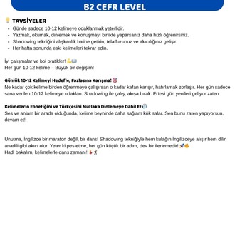 B2 SEVİYE ( Orta seviye )İNGİLİZCE KELİME LİSTESİ + QR KODLU DİNLEME