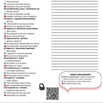 A2 SEVİYE ( Başlangıç )İNGİLİZCE KELİME LİSTESİ + QR KODLU DİNLEME