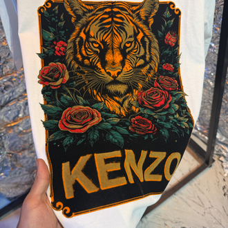 Kenzo kadife baskı beyaz premium