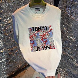 Tommy kadife baskı beyaz premium