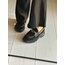 Kadın siyah süet kalın taban loafer