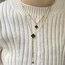Çelik Çift Taraflı Siyah-Beyaz Yonca İkili Kolye