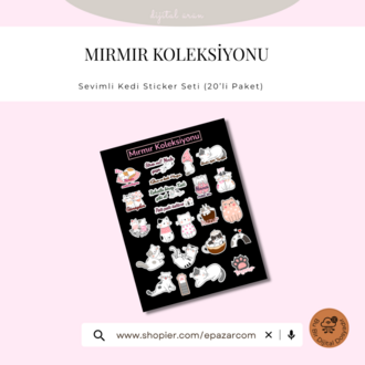 Mırmır Koleksiyonu – Sevimli Kedi Sticker Seti (20’li Paket)