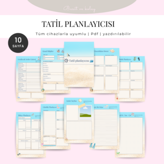 Dijital Tatil Planlayıcısı (10 Sayfa) – PDF | Yazdırılabilir | Tüm Cihazlara Uyumlu