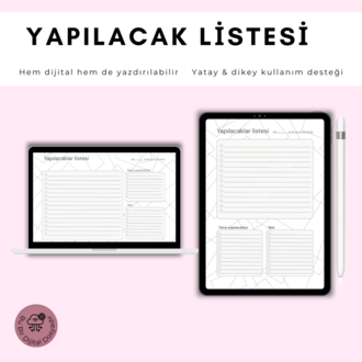 Dijital & Yazdırılabilir Yapılacaklar Listesi | A4 Planlayıcı | Yatay & Dikey Kullanım | 