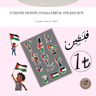 Filistin Temalı Dijital Sticker Seti – Yazdırılabilir PDF (Sadece 1 TL)