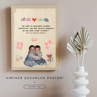 Vintage Çocukluk Poster(Çerçeveli)