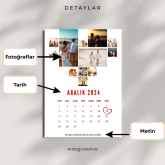 Takvim & Kalp Kolajlı Poster(Çerçeveli)