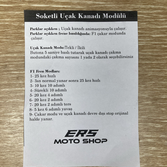 SOKETLİ 9 MODLU F1 ÇAKARLI UÇAK KANADI MODÜLÜ ERSMOTOSHOP