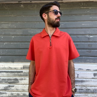 Zara Fermuarlı  Polo Yaka Erkek Basic Tshirt