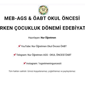 ERKEN ÇOCUKLUK DÖNEMİ EDEBİYATI DERS NOTU