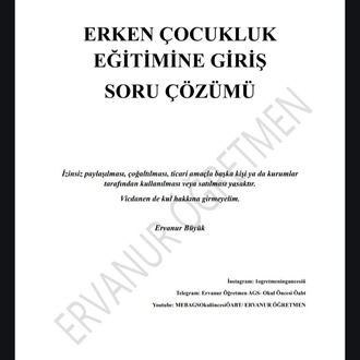 ERKEN ÇOCUKLUK EĞİTİMİNE GİRİŞ SORU PDF