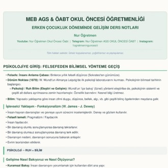 ERKEN ÇOCUKLUK DÖNEMİNDE GELİŞİM DERS NOTU PDF