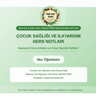 ÇOCUK SAĞLIĞI VE İLKYARDIM DERS NOTU