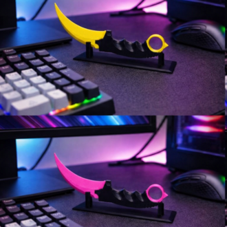 Dekoratif Standlı Karambit Bıçak Modeli | Masaüstü Dekoru | Oyuncu Odası Aksesuarı