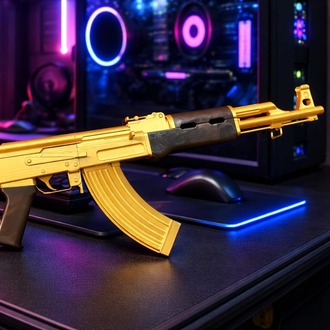 Dekoratif Gold Ak-47 Modeli – 90 cm Gerçek Boyut | Oyuncu Odası Aksesuar