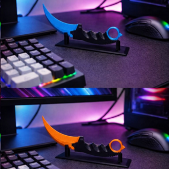 Dekoratif Standlı Karambit Bıçak Modeli | Masaüstü Dekoru | Oyuncu Odası Aksesuarı