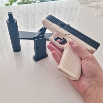 Hareket Mekanizmalı Susturuculu Glock 18 – 28 cm | Oyuncu Odası Aksesuarı