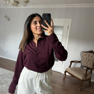 Bordo polo yaka kazak