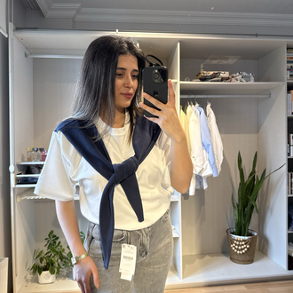 Bağlamalı Oversıze Tişört 