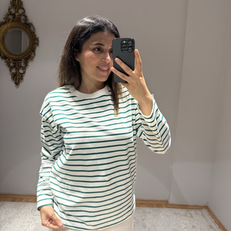 Yeşil çizgili body