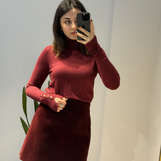 Kadife bordo etek
