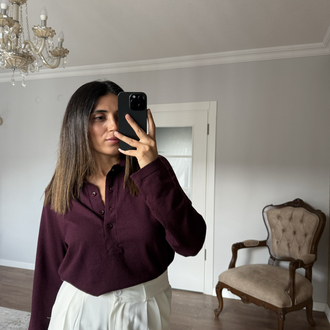 Bordo polo yaka kazak