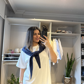 Bağlamalı Oversıze Tişört 