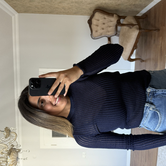 Lacivert fitili bluz
