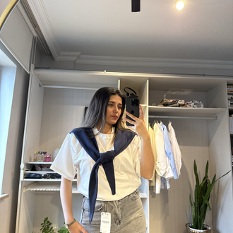 Bağlamalı Oversıze Tişört 