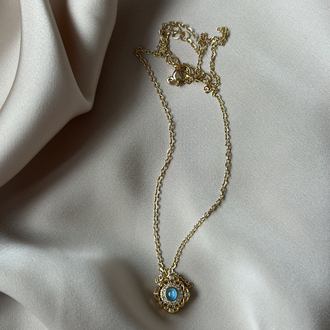 Mavi taşlı gold kolye