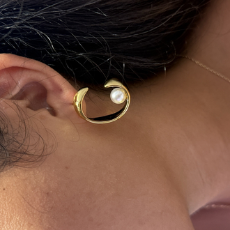 İnci gold küpe 