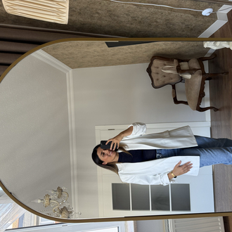 Beyaz kolu düğmeli blazer ceket 