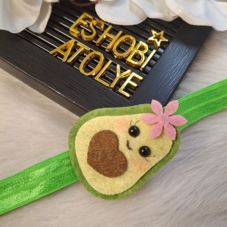 El Yapımı Keçe Avokado Figürlü Bebek Saç Bandı / Bandana