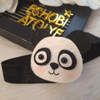 El Yapımı Keçe Panda Bebek Saç Bandı - Esnek Çocuk/ Bebek Bandanası