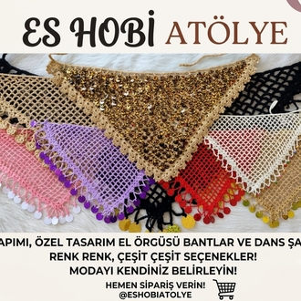 El Yapımı Gold Bej Çiçek Motifli Örgü Saç Bandanası - Bohem Tığ İşi Aksesuar