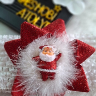 Kırmızı Simli Noel Baba Bebek Bandı – El Yapımı Yılbaşı Aksesuarı