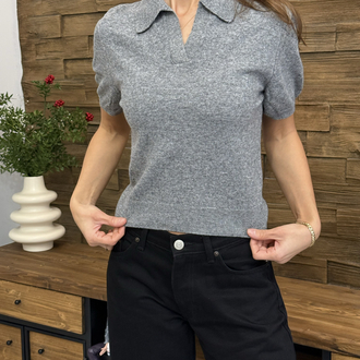 Gri H&M Kısa Kollu Triko Kazak
