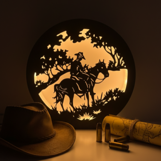 RDR Temalı Kovboy Masa Üstü Lamba - USB Kablolu Aç Kapa Anahtarlı