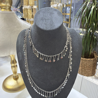 Pul pul kolye 80 cm Silver renk 