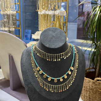 Mavi gold pul pul kombin kolye 85cm