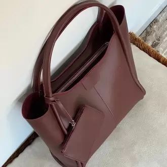 Marny Kadın Cüzdan Detaylı Büyük Boy Bordo Omuz Çantası