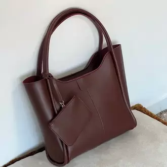 Marny Kadın Cüzdan Detaylı Büyük Boy Bordo Omuz Çantası
