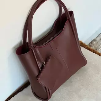 Marny Kadın Cüzdan Detaylı Büyük Boy Bordo Omuz Çantası
