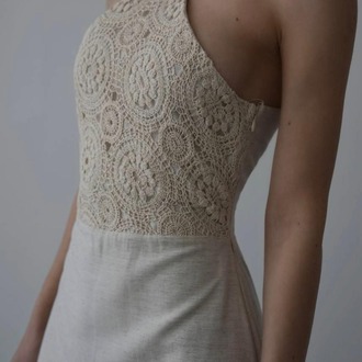 HALTER YAKA KETEN ELBİSE