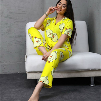 Yakalı düğmeli pijama takımı