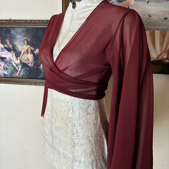 Bordo tül bolero