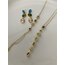 3’lü Set Gold Mavi Küpe&Şahmeran&Kolye Çelik