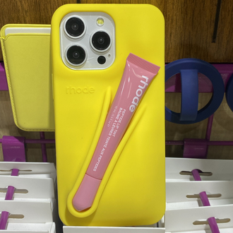 İPhone Sarı Rhode kılıf + Pembe Ruj