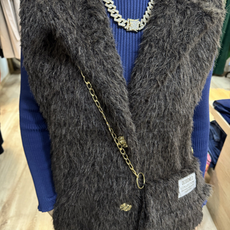 2586 Peluş Yelek Kahve